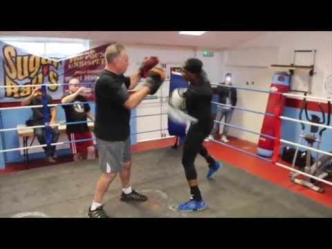 EXPLOSIVE !! NIGEL BENN SHOWS HIS POWER ON THE PADS WITH HIS OLD TRAINER JIMMY TIBBS