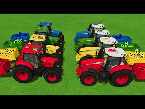 HARVESTING AND LOAD COLORED SOCCER BALLS WITH CASE TRACTORS - Farming Simulator 22