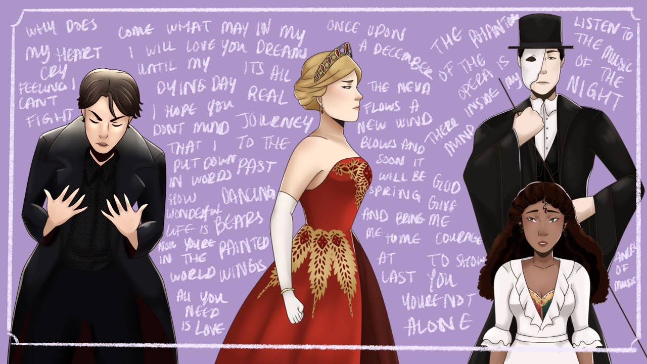 turning my favourite musicals into movie posters [moulin rouge, anastasia, phantom of the opera]