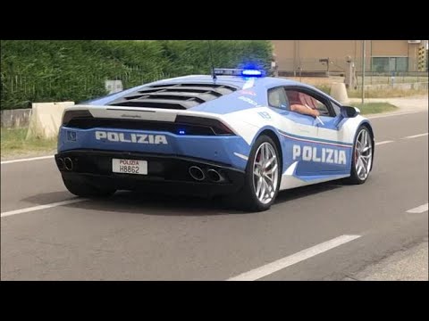 PASSAGGIO LAMBORGHINI HURACAN POLIZIA DI STATO IN SIRENA - ITALINA POLICE WITH SIREN