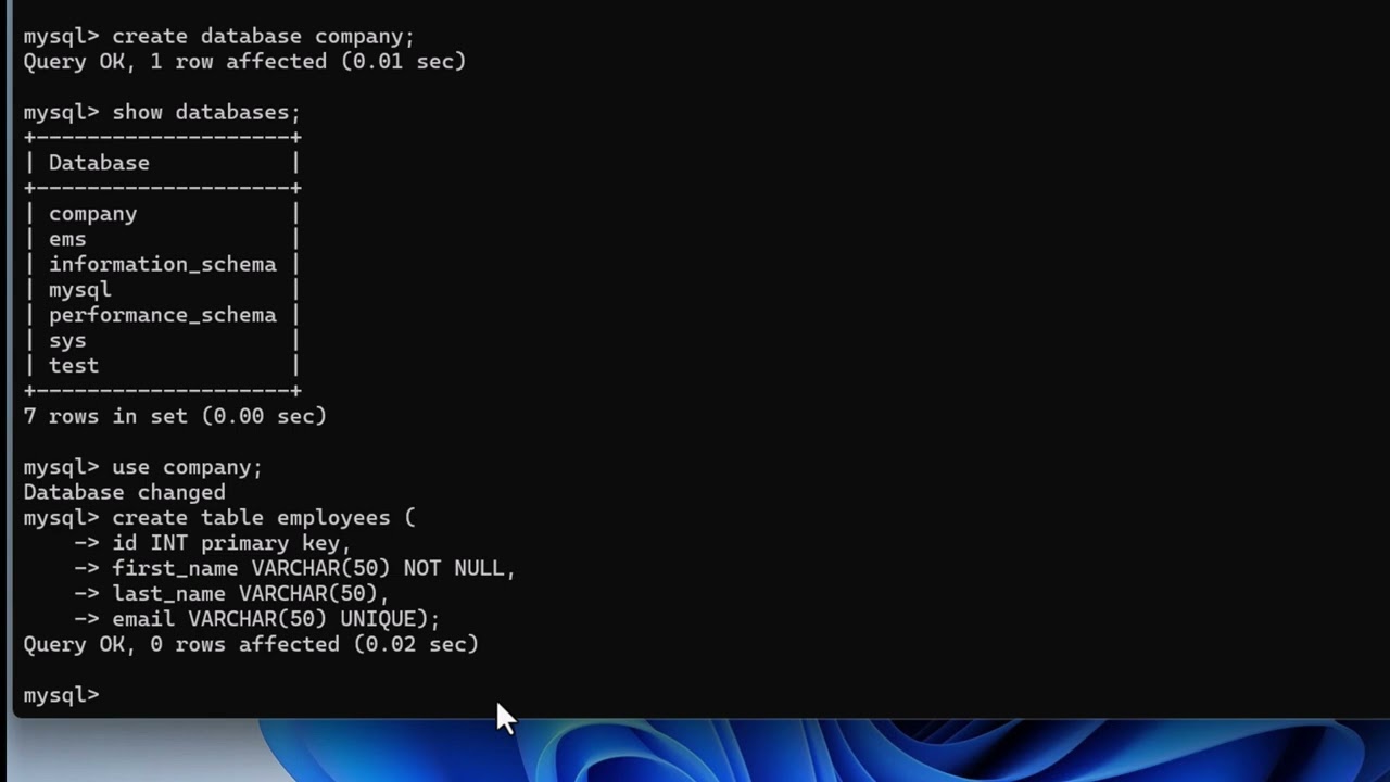 Learn SQL with MySQL Database | Create Table, Describe Table, Show Tables, Drop Table using CLI