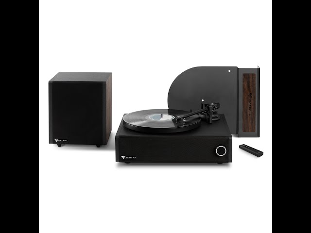 Vídeo relacionado con Victrola VPMS-1-ESP Premiere V1 Sistema de música inalámbrico Bluetooth Reproductor de grabación - Correa con subwoofer inalámbrico (33/45 RPM)