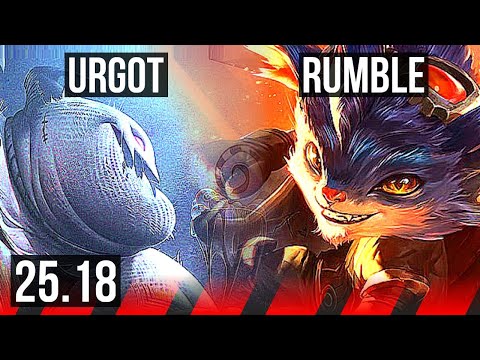 URGOT vs RUMBLE (TOP) | 6k comeback, 6 solo kills, Dominating | EUW Master | 25.18