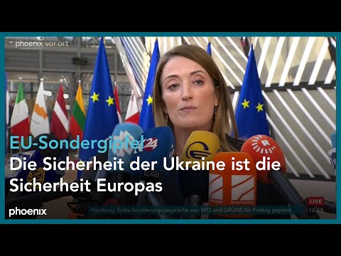 Roberta Metsola (Präsidentin EU-Parlament)  beim EU-Sondergipfel am 06.03.2025