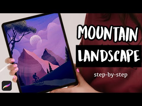 Easy Mountain Landscape Painting - Step by Step Procreate Tutorial for Beginners
