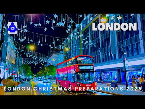 2025 London Night Walk 🇬🇧 WEST END 🎄 Christmas Preparations | Central London Walking Tour [4K HDR]