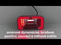 Združené LED svetlo 12V / 24V - pravé s dynamickými smerovkami ECER (140x240x37mm) - Video Youtube