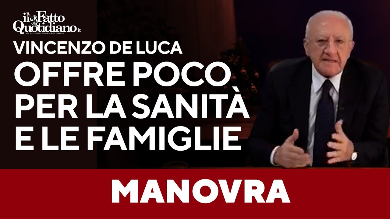 De Luca: "In manovra nulla per la sanità e le famiglie"