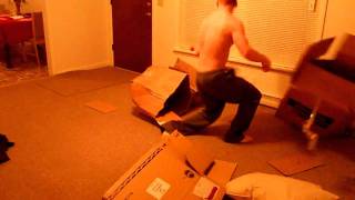 travis Beating the crap out of boxes