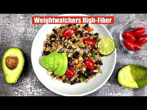 High-Fiber Barley & Protein Rich Black Beans Salad Video Recipe for Weight Watchers Bhavna's Kitchen