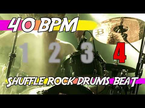 ✅ 40 BPM Backing Track 🥁 Ten minutes of shuffle rock drums beat