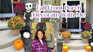 Decorate with Me Small Front Porch For Fall and Halloween + Foyer