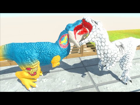 WHITE SUPERMAN vs GREEN MARVEL T-REX DEATH RUN - Animal Revolt Battle Simulator