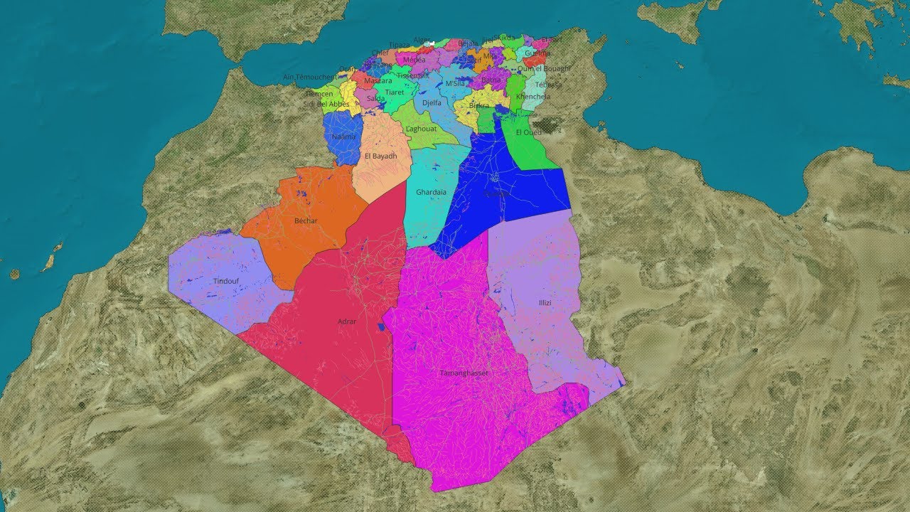 Population distribution in Algeria  (1950 -- 2022)