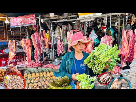 Real Stories in Cambodian Wet Market of Phnom Penh _ Authentic Street Food , Fresh Food, Breakfast