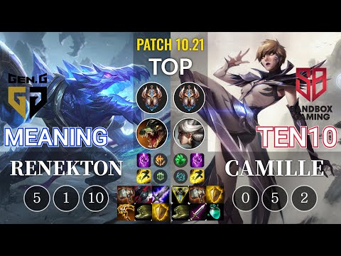 GEN Meaning Renekton vs SB Ten10 Camille Top - KR Patch 10.21