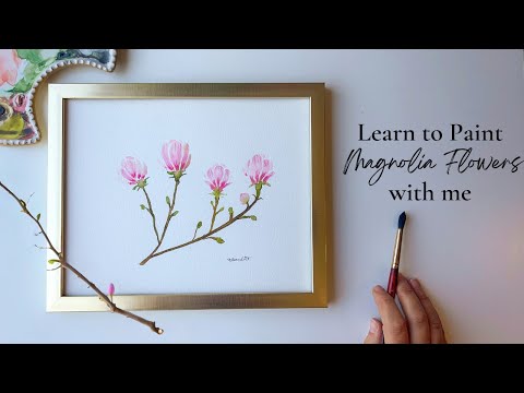 Watercolor Magnolias - Step-by-Step Painting Tutorial for Beginners | Easy Floral Painting