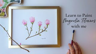 Watercolor Magnolias - Step-by-Step Painting Tutorial for Beginners | Easy Floral Painting