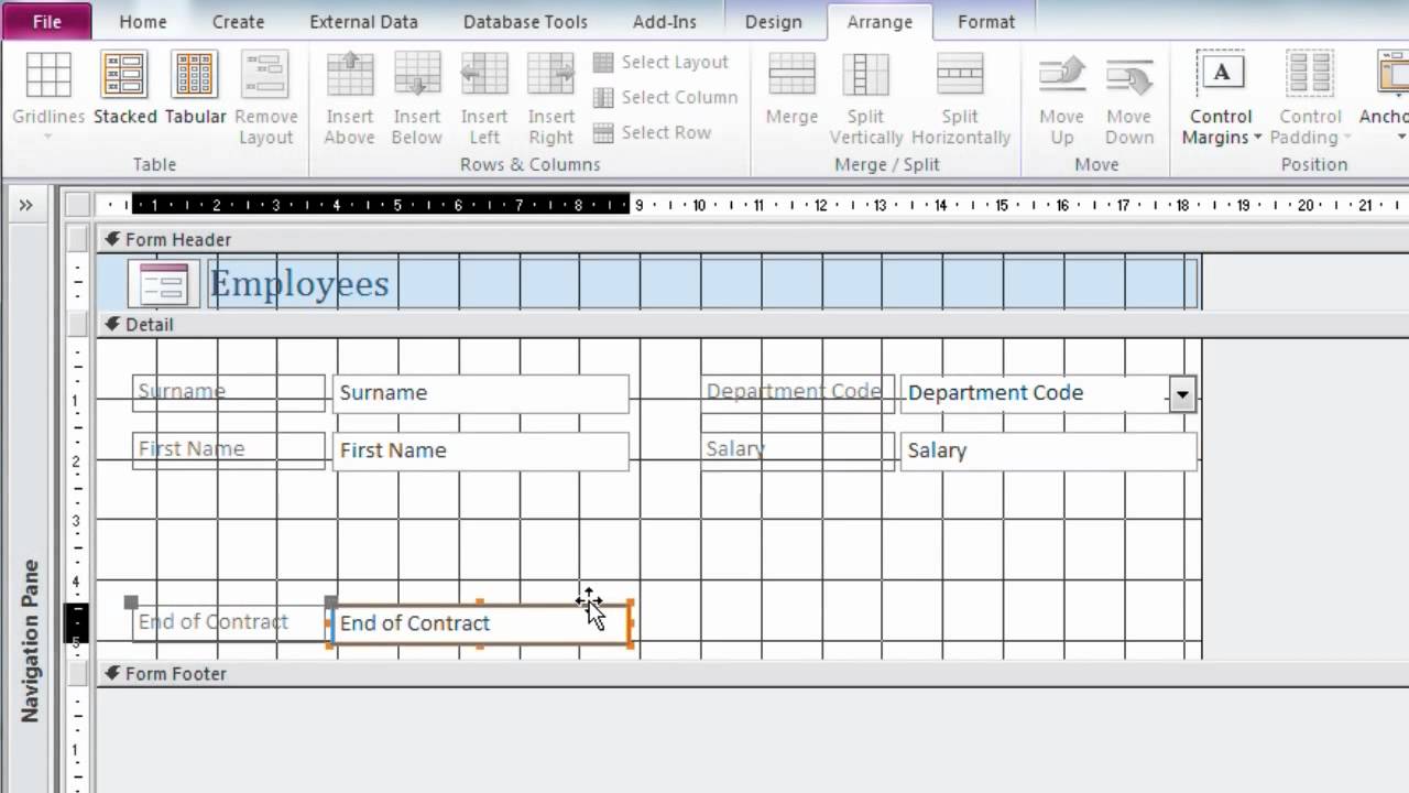 Size & Position Controls on Microsoft Access Forms