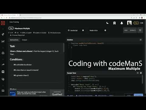 Codewars 7 Kyu Maximum Multiple Javascript
