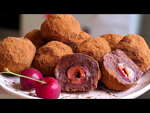 Truffes au chocolat et cerise / RECETTE RAPIDE / Chocolate/Cherry Truffle Recipe / وصفة الكمأ