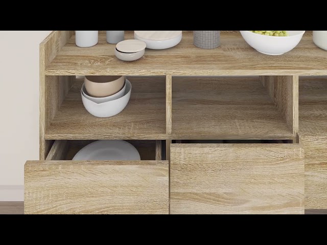 Video Teaser für 808380 vidaXL Sideboard Sonoma Oak 105x30x70 cm Engineered Wood