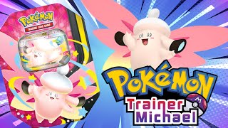 Pokémon Trainer Michael opening TCG Mega Evolution Moonlit ex tin mega clefable ex