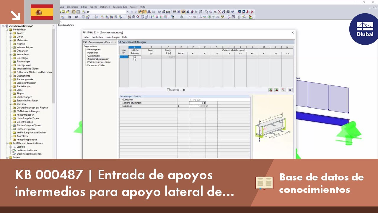 KB 000487 | Introducción de coacciones laterales intermedias para el apoyo lateral de barras y conjuntos de barras