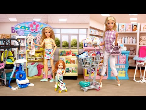Barbie & Ken Doll Family Baby Store Shopping Story