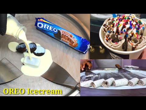 Massive OREO Ice Cream Rolls | how to make rolled fried Ice Cream |Oreo ice cream#food secret#Food