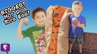 Worlds BIGGEST HOT DOG! Real Puppies + Toy Surprises Race Picnic Craft Day, Piggy Bank HobbyKidsTV