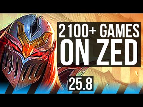 ZED vs AKALI (MID) | 7/0/5, 2100+ games, Godlike, Rank 13 Zed | KR Challenger | 25.8