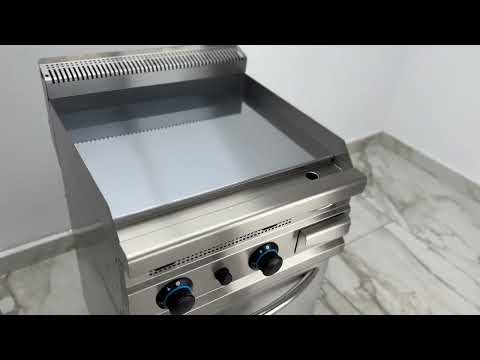 Gratar gaz profesional cu placa neteda CROMATA, 60 cm  - legume, clătite, oua, hamburger sau pește