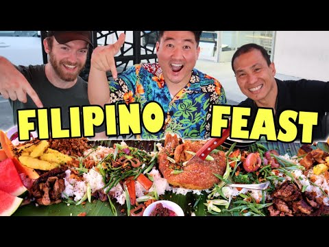 FILIPINO KAMAYAN FEAST! | Trying Filipino Boodle Fight