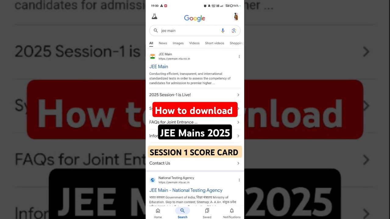 How to download JEE Main Score Card/how to check JEE Main result 2025 #shorts #jeemains