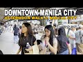 DOWNTOWN MANILA Walking Tour Afternoon Walk Around Manila City PHILIPPINES 4K