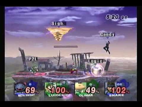 Korn (Metaknight) & Candy (Snake) vs Boss (Luigi) & Logic (Olimar) 1