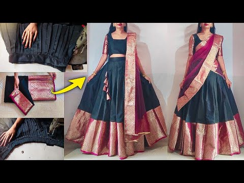 Perfect pleated lehenga skirt cutting stitching for beginners step by step | lehenga skirt stitching