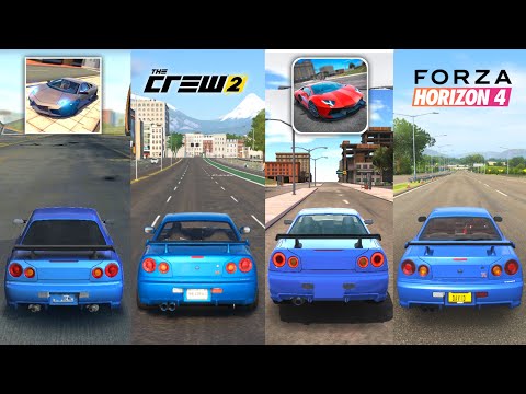 Nissan Skyline R34 Top Speed - Extreme & Ultimate Car Driving Simulator VS Crew 2 VS Forza Horizon 4