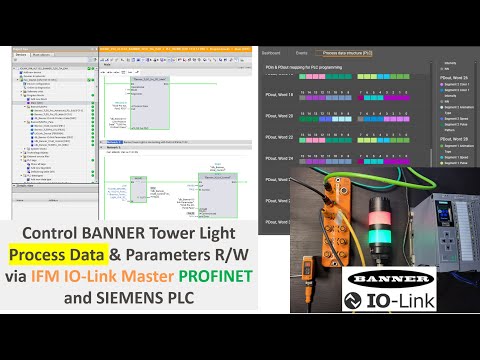 IOLK04a. Control IO-Link Banner Tower Light by Siemens PLC and IFM AL1102 (Process Data)