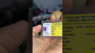 Mặt Đá Thạch Anh Tím Tự Nhiên Hình Tròn Cắt Giác 10.5mm