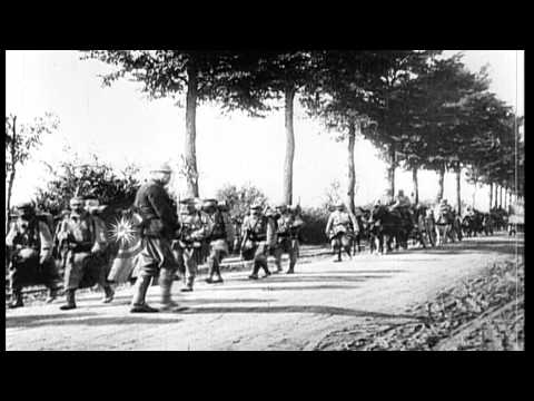 French troops arrive in Belgium for Battle of  the Yser, in World War I HD Stock Footage