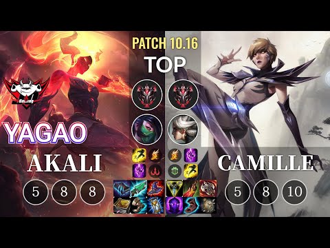 JDG Yagao Akali vs Camille Top - KR Patch 10.16