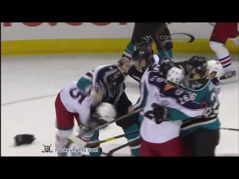 Derek Dorsett vs Colin White & Fedor Tyutin vs Justin Braun Jan 31, 2012 - Comcast feed