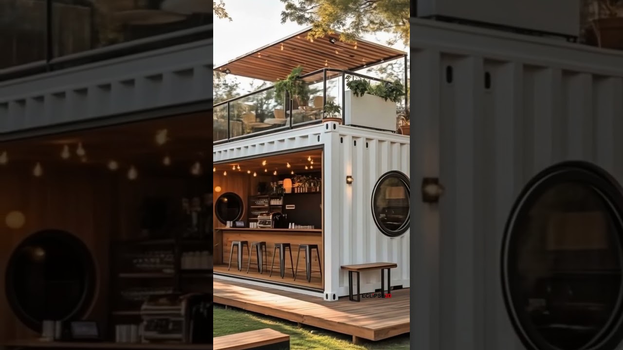 This Shipping Container Café Is Next-Level Cool! ☕🚢 #ContainerCafe #CafeDesign #shorts
