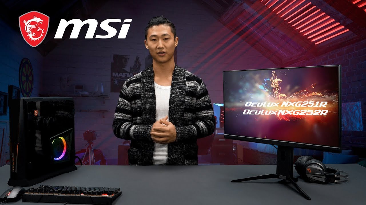 MSI Oculux NXG252R 25 &quot;Full HD 1920x1080 240Hz 0.5ms مدمج USB Hub DisplayPort HDMI G-Sync Technology شاشة الألعاب RGB ذات الحواف الضيقة بإضاءة خلفية LED | 9S6-3EA36T-016