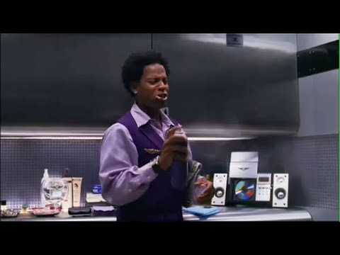 Soul Plane (2004) official trailer still with Snoop Dogg and Kevin Hart inside the purple-lit jet cabin