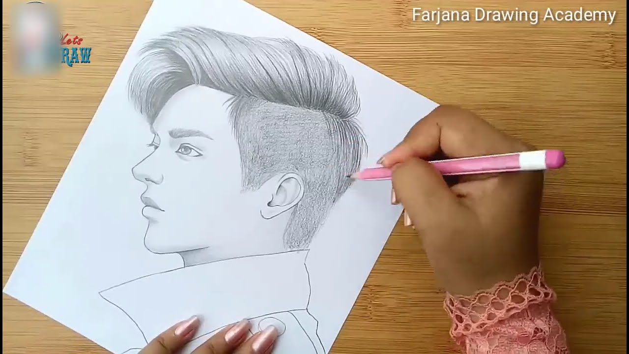 pencil drawing a boy face by farjana drawing academy