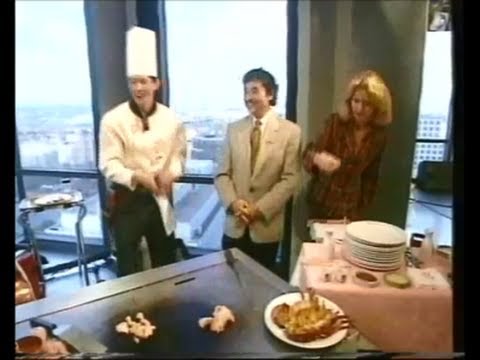 Benihana founder Rocky Aoki with Head Chef Andrew Thong on Live TV UK Show 1995 Part 1 of 2