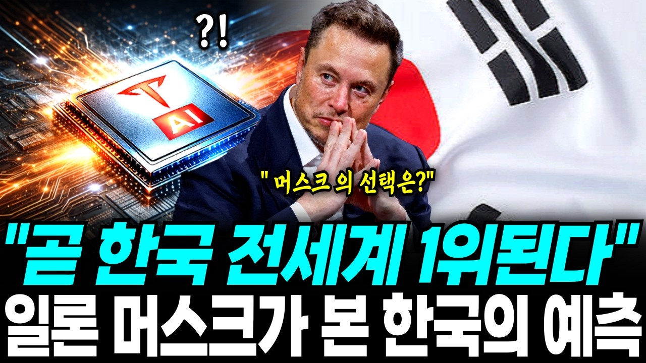 일론 머스크가 경고한 한국의 3년뒤..전세계1등되는 한국의 시나리오